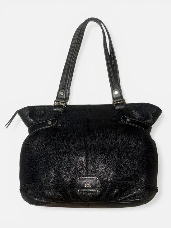 The Sak Torrance Tote Black Pebbled Leather Shoulder Bag Double Handles Zip Top - Picture 3 of 9